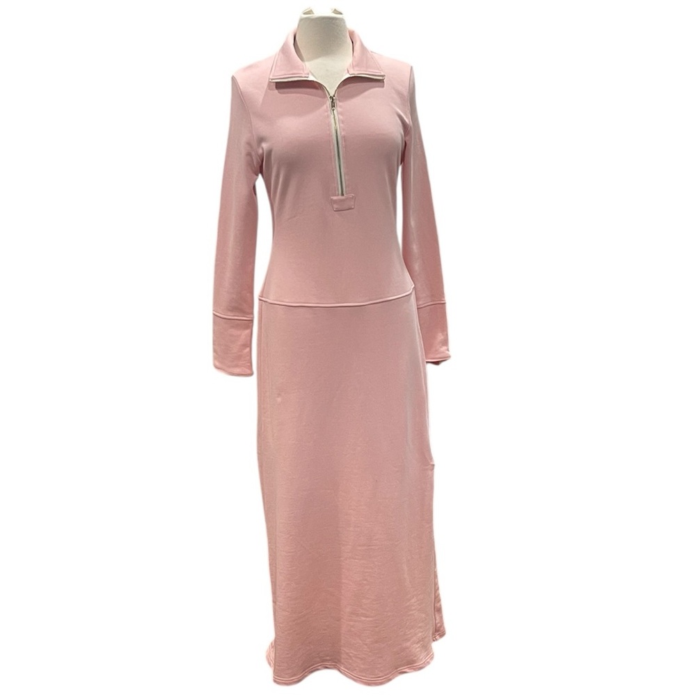 Women's Blush Pink Zip-Front Maxi Dress - Picture 3 of 8